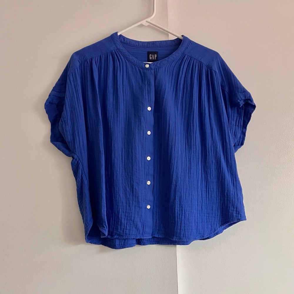 GAP Women's Royal Blue Gauze Blouse